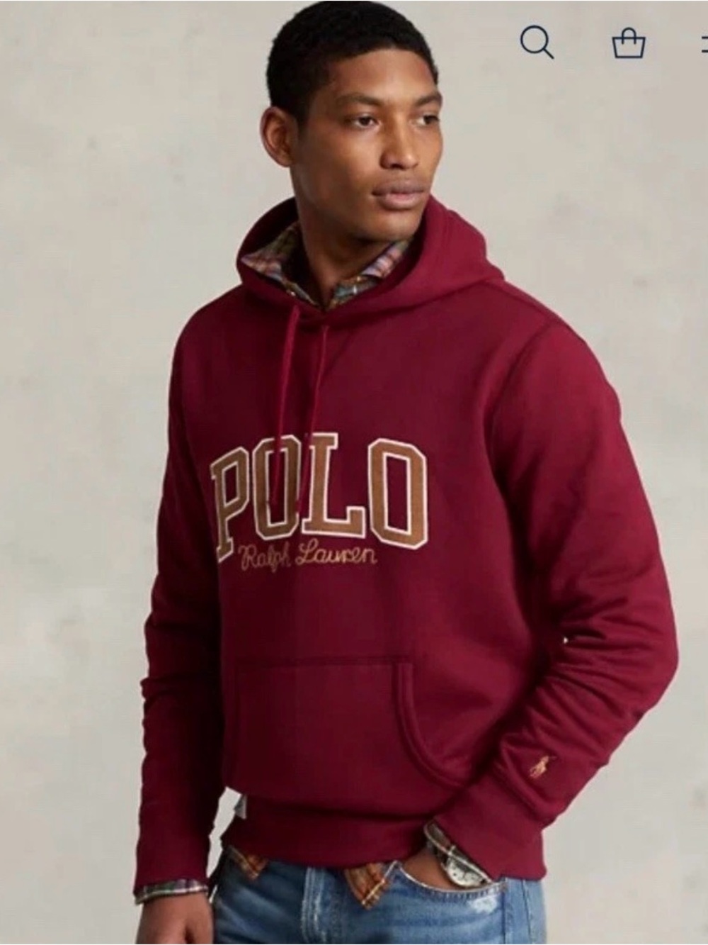 Vintage Polo Ralph Lauren Men's Hoodie Dark Red Sweatshirt
